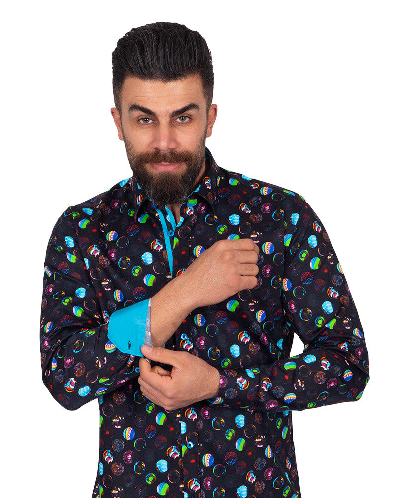 Marble Ball Print Pure Cotton Shirt-Makrom