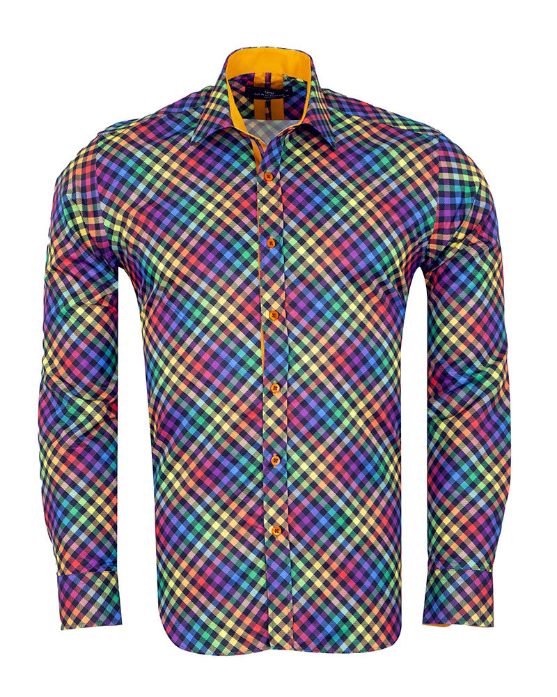 Multi Colour Windowpane Check Print Shirt-Makrom