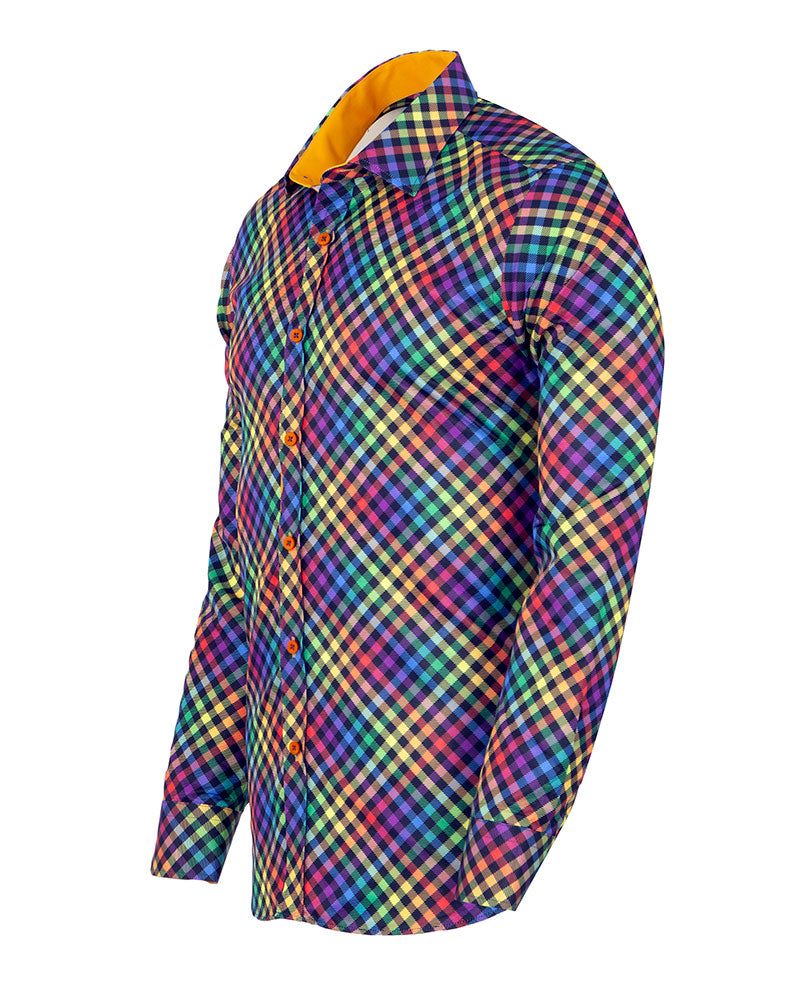 Multi Colour Windowpane Check Print Shirt-Makrom