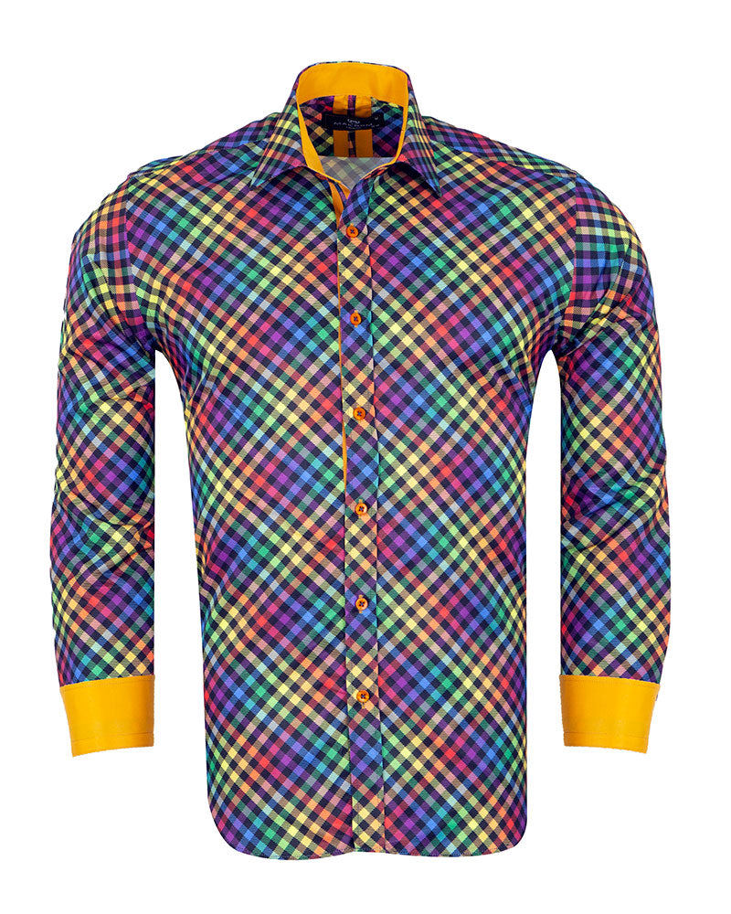 Multi Colour Windowpane Check Print Shirt-Makrom