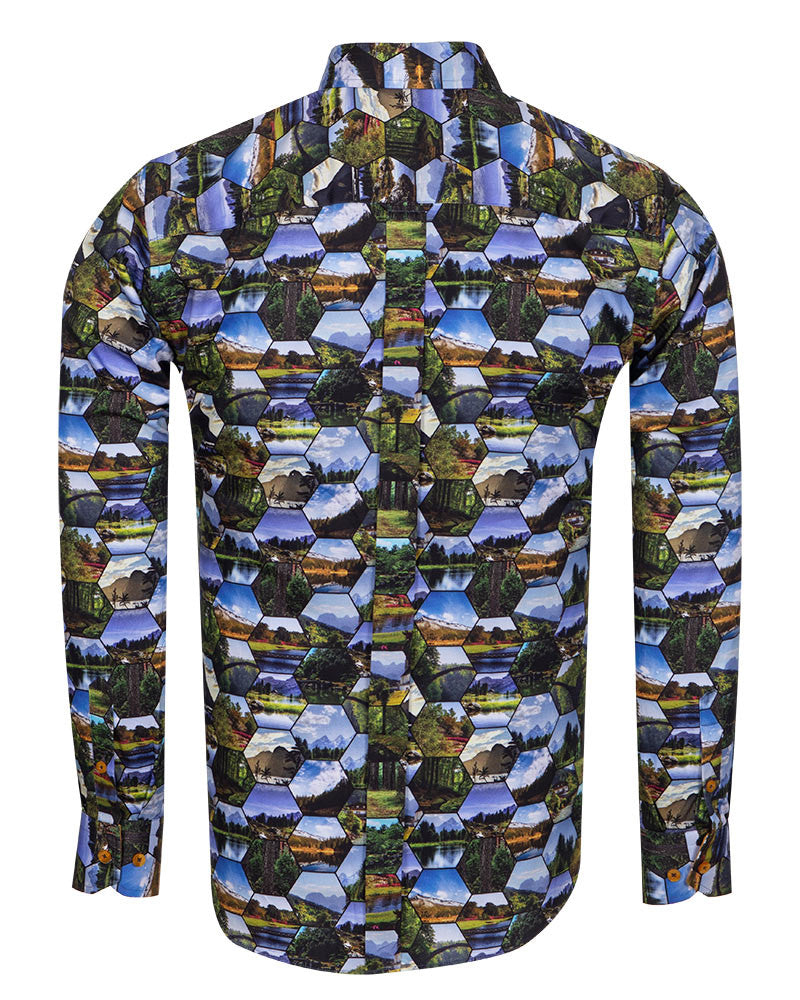 Nature Print Cotton Shirts For Men-Makrom