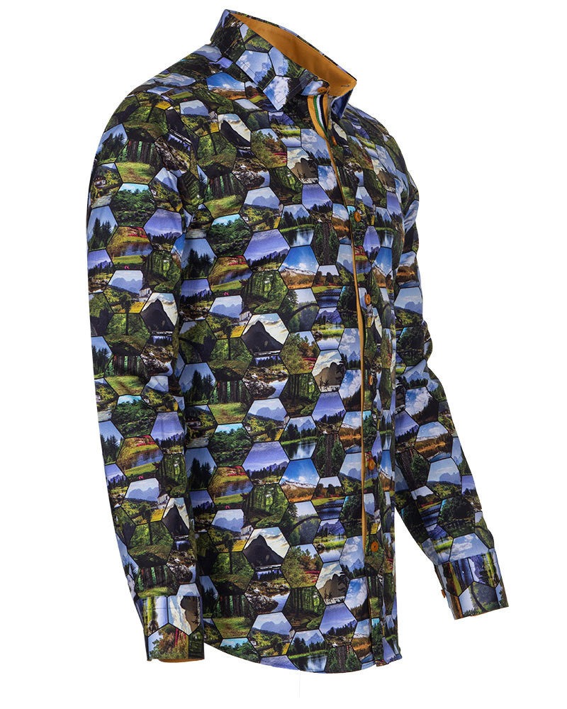 Nature Print Cotton Shirts For Men-Makrom