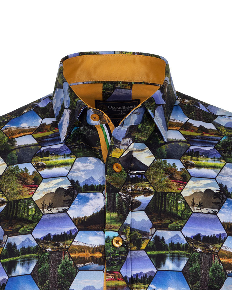 Nature Print Cotton Shirts For Men-Makrom
