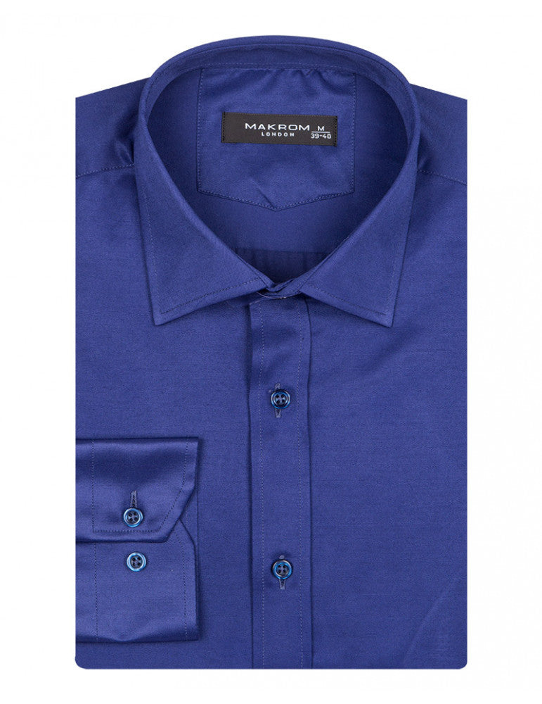 Navy Classic Single Cuff Men's Shirt-Makrom