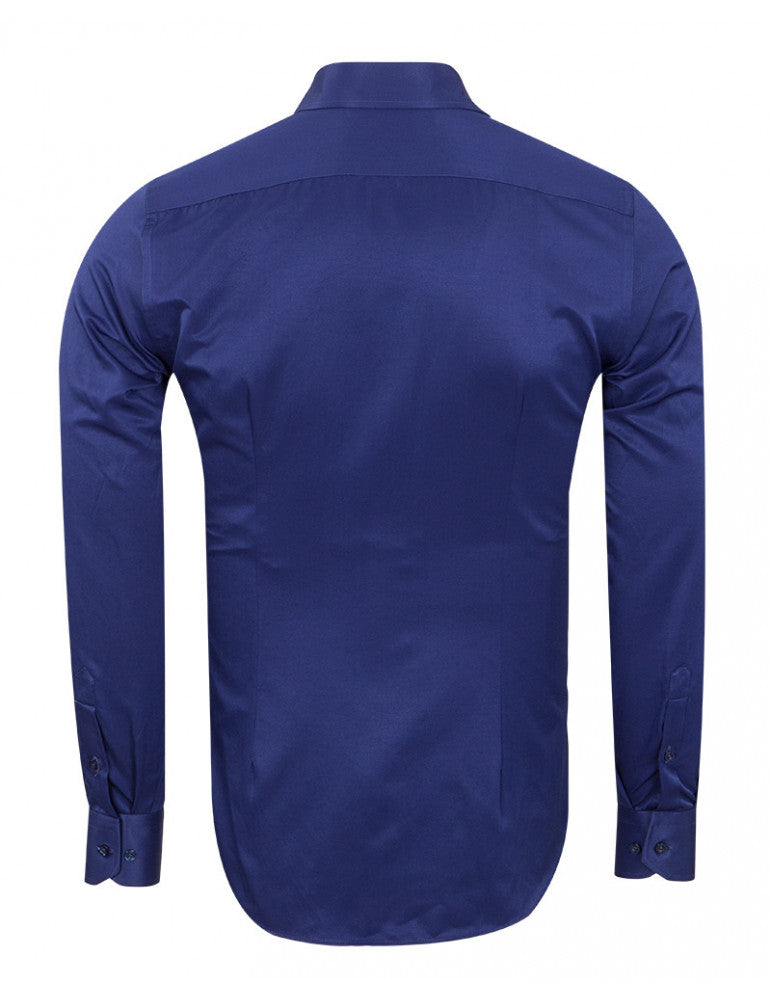 Navy Classic Single Cuff Men's Shirt-Makrom