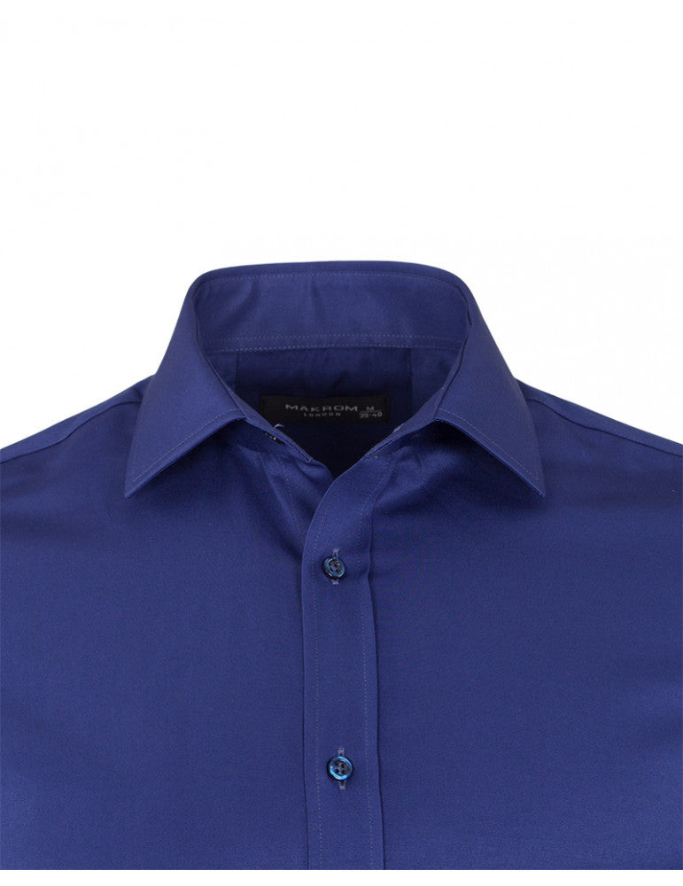 Navy Classic Single Cuff Men's Shirt-Makrom