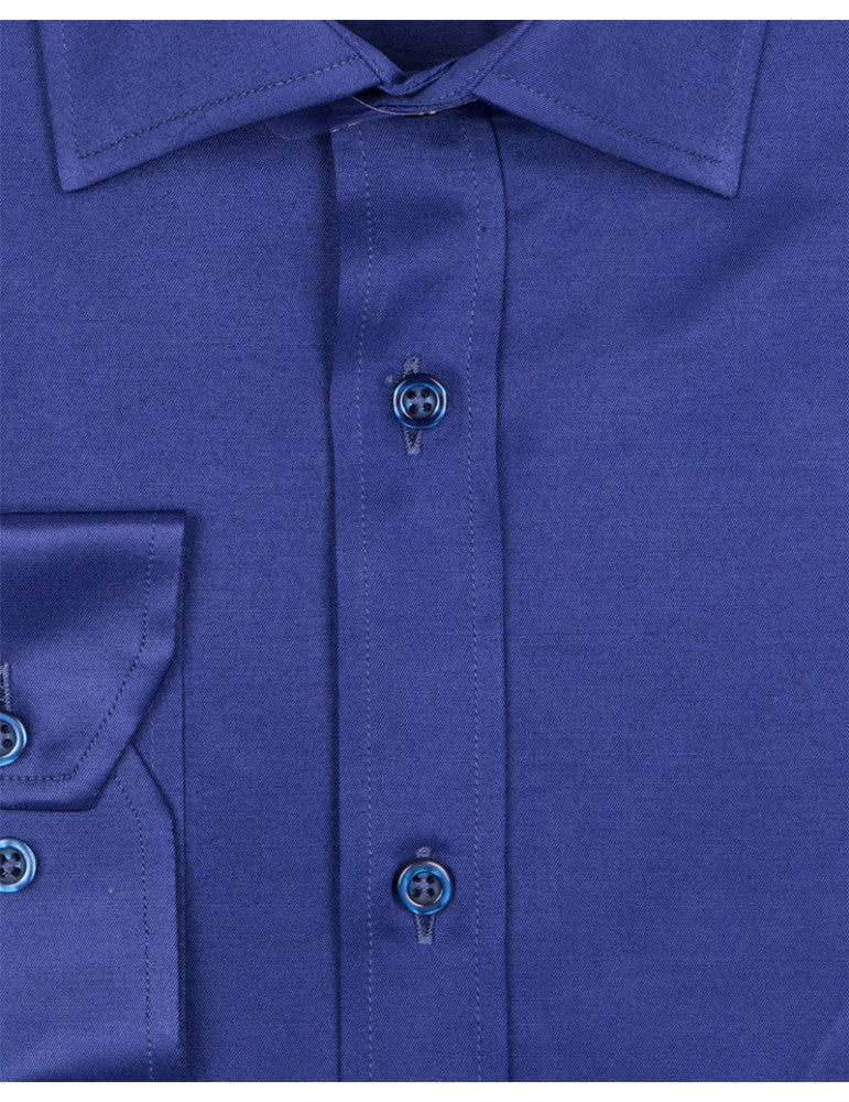 Navy Classic Single Cuff Men's Shirt-Makrom