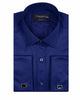 Navy Plain Double Cuff Shirt-Makrom