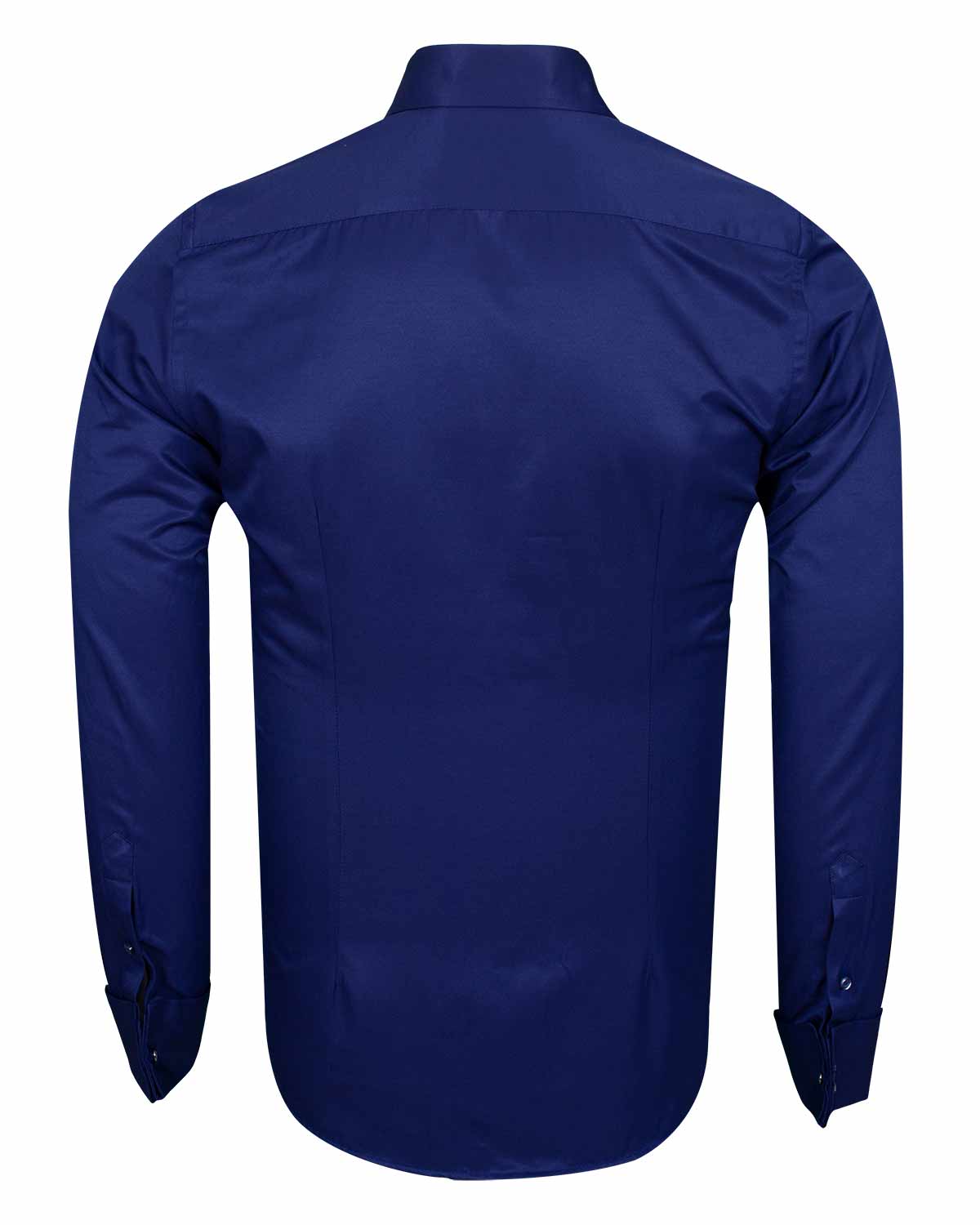 Navy Plain Double Cuff Shirt-Makrom