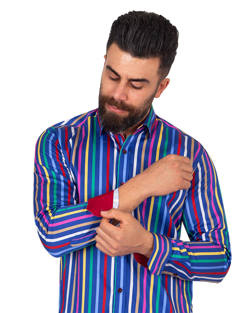 Neon Pastel Stripe Men's Shirt-Makrom