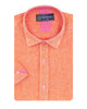 Orange Plain Linen Short Sleeve Shirt-Makrom