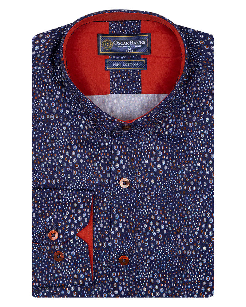 Oval Print Pure Cotton Shirt-Makrom
