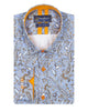 Paisley Print Light Blue Shirt with Matching Handkerchief-Makrom