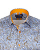 Paisley Print Light Blue Shirt with Matching Handkerchief-Makrom