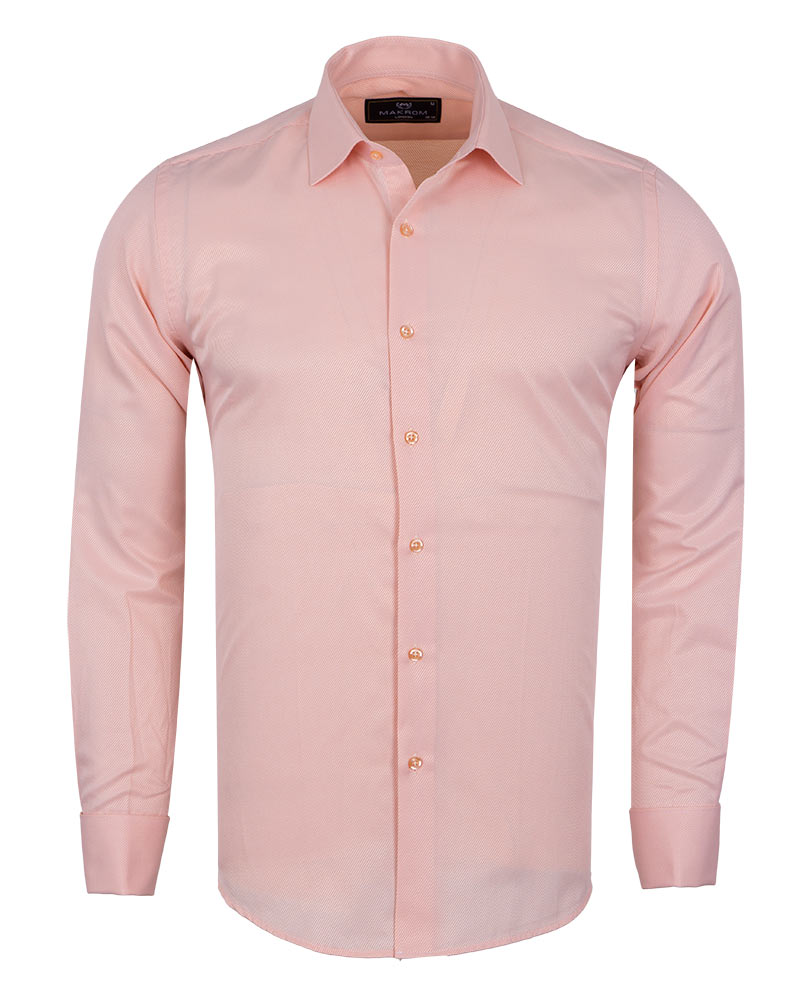 Peach Casual Twill Double Cuffed Shirts-Makrom
