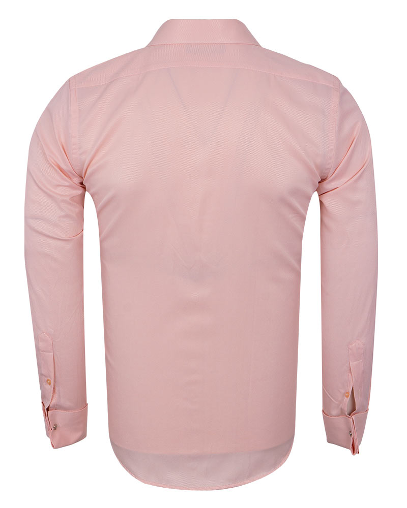 Peach Casual Twill Double Cuffed Shirts-Makrom