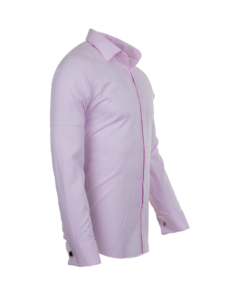 Pink Casual Twill Double Cuff Long Sleeve Shirt-Makrom