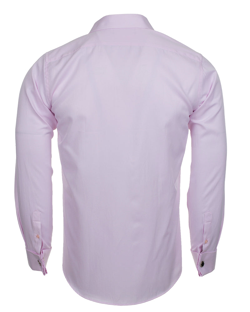 Pink Casual Twill Double Cuff Long Sleeve Shirt-Makrom