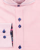 Pink Plain Shirt with Contrasting Stitching on Collar-Makrom