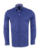 Plain Dark Blue Shirt with Floral Insert Design Shirt-Makrom