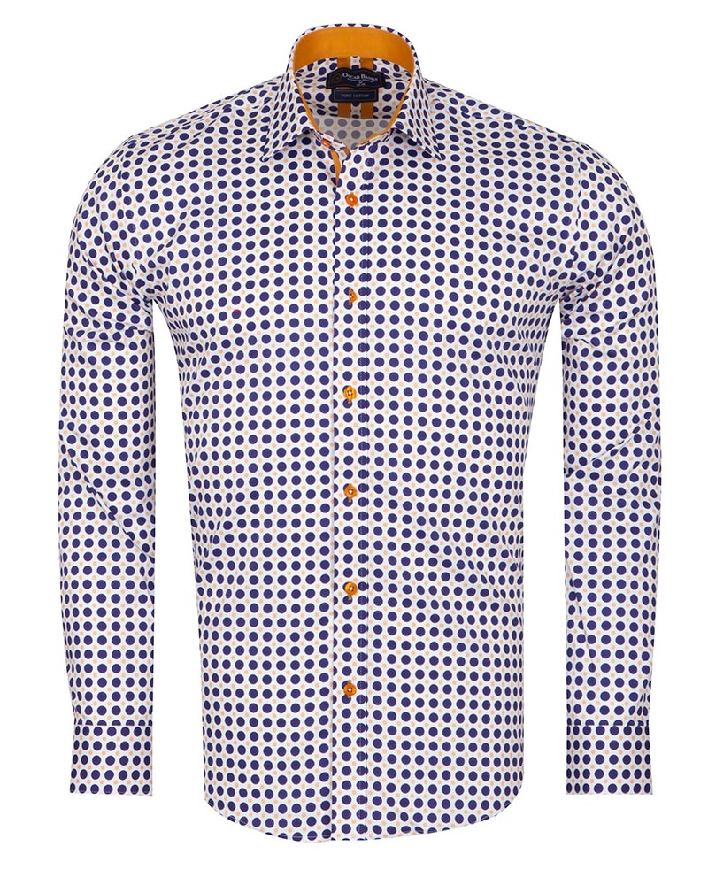 Polka Dot Print Long Sleeve Pure Cotton Shirt-Makrom