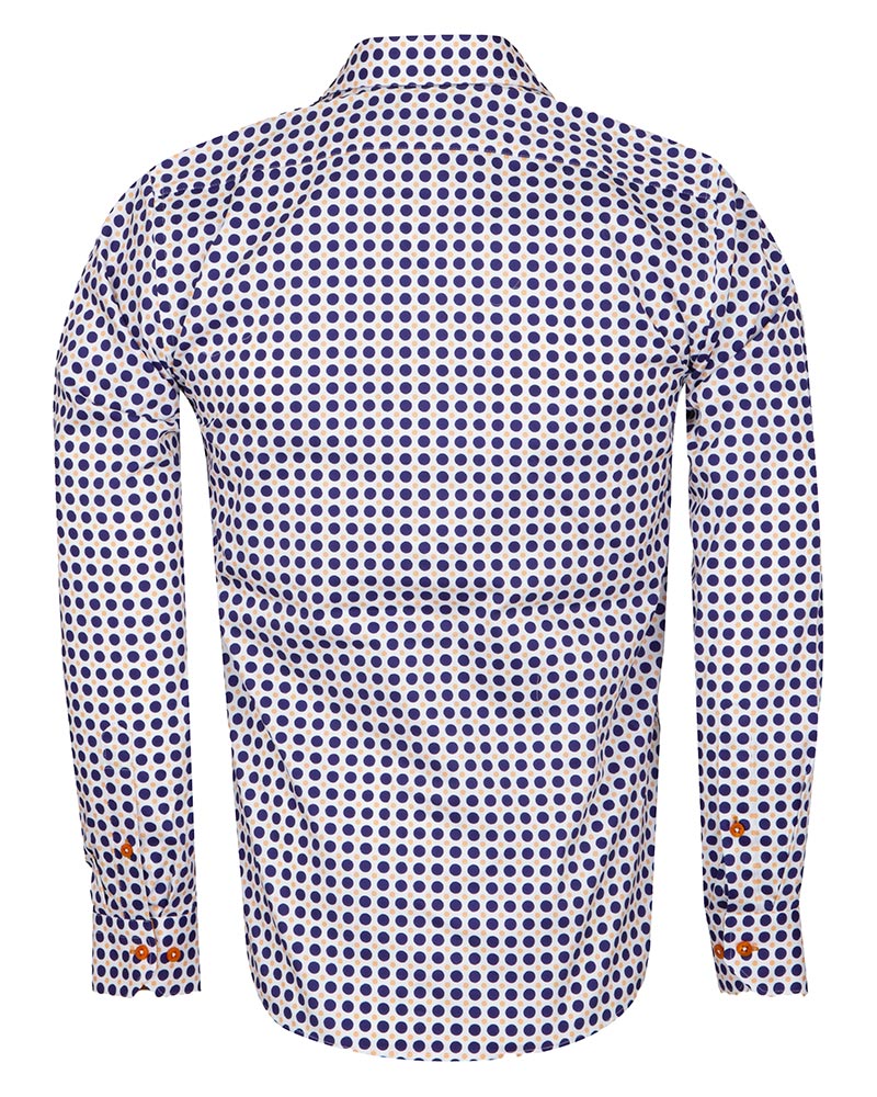 Polka Dot Print Long Sleeve Pure Cotton Shirt-Makrom