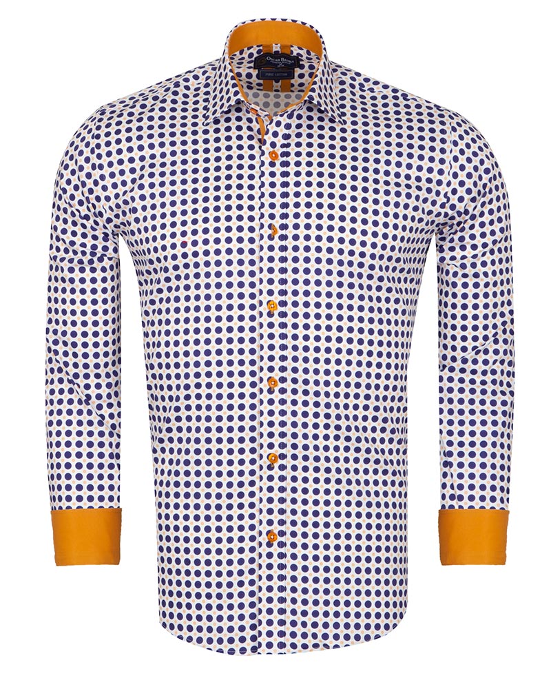 Polka Dot Print Long Sleeve Pure Cotton Shirt-Makrom