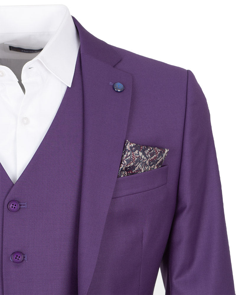 Purple Classic Plain 3 Piece Men's Suit-Makrom