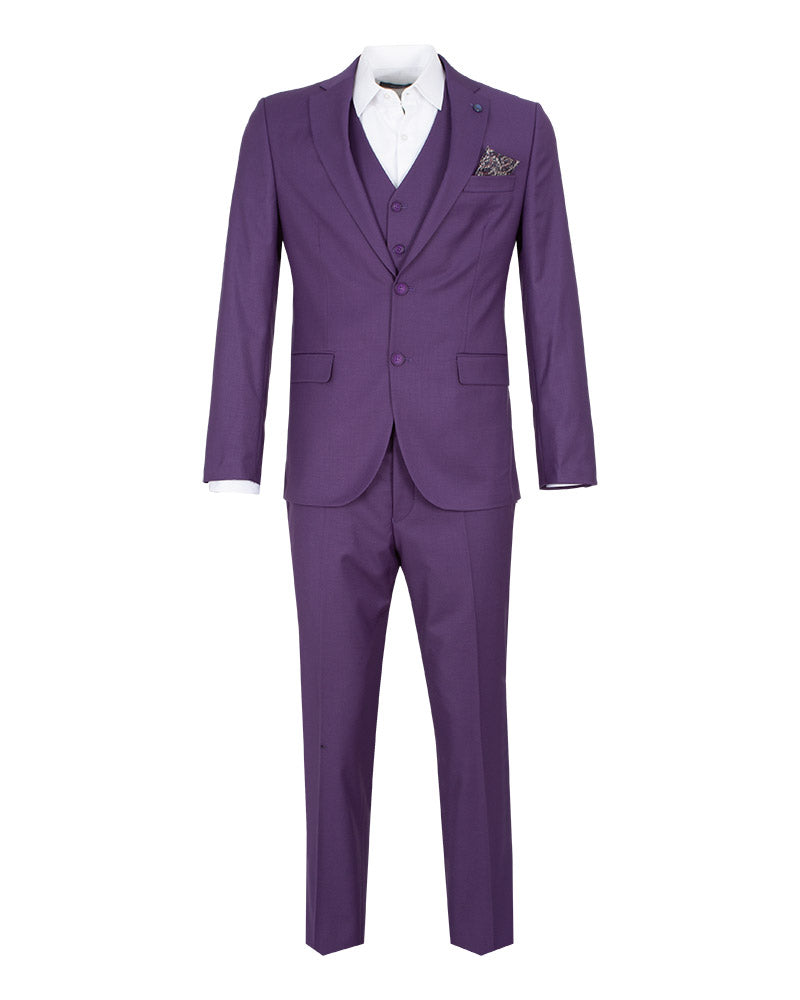 Purple Classic Plain 3 Piece Men's Suit-Makrom