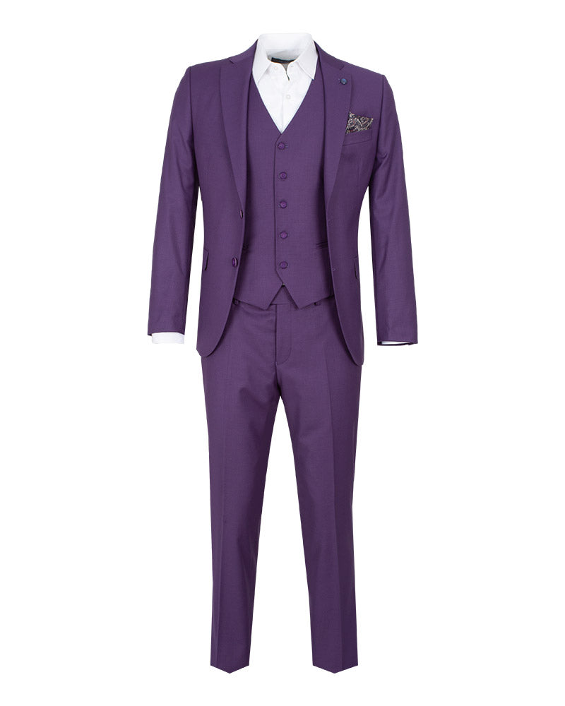 Purple Classic Plain 3 Piece Men's Suit-Makrom