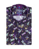 Purple Dragonfly Print Shirt with Matching Handkerchief-Makrom