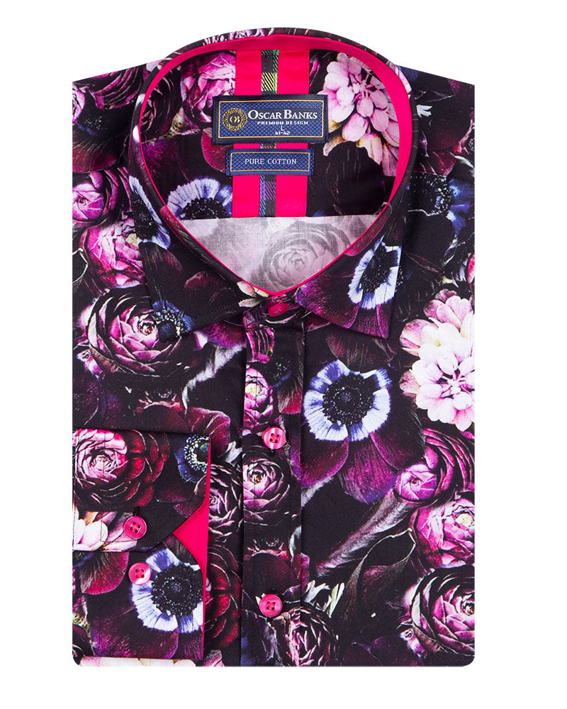 Purple Flower Print with Matching Handkerchief-Makrom