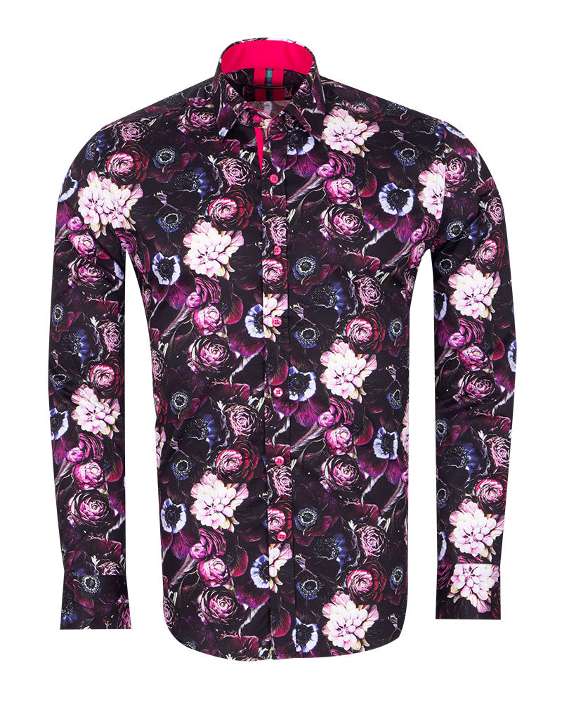 Purple Flower Print with Matching Handkerchief-Makrom
