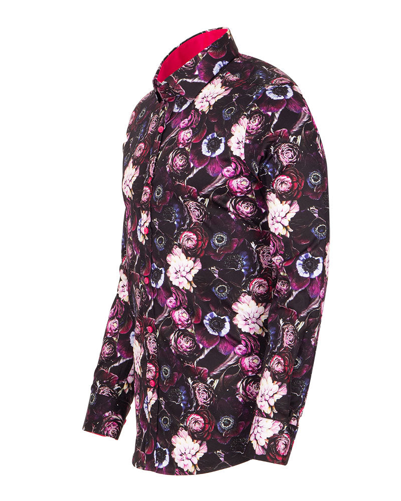 Purple Flower Print with Matching Handkerchief-Makrom