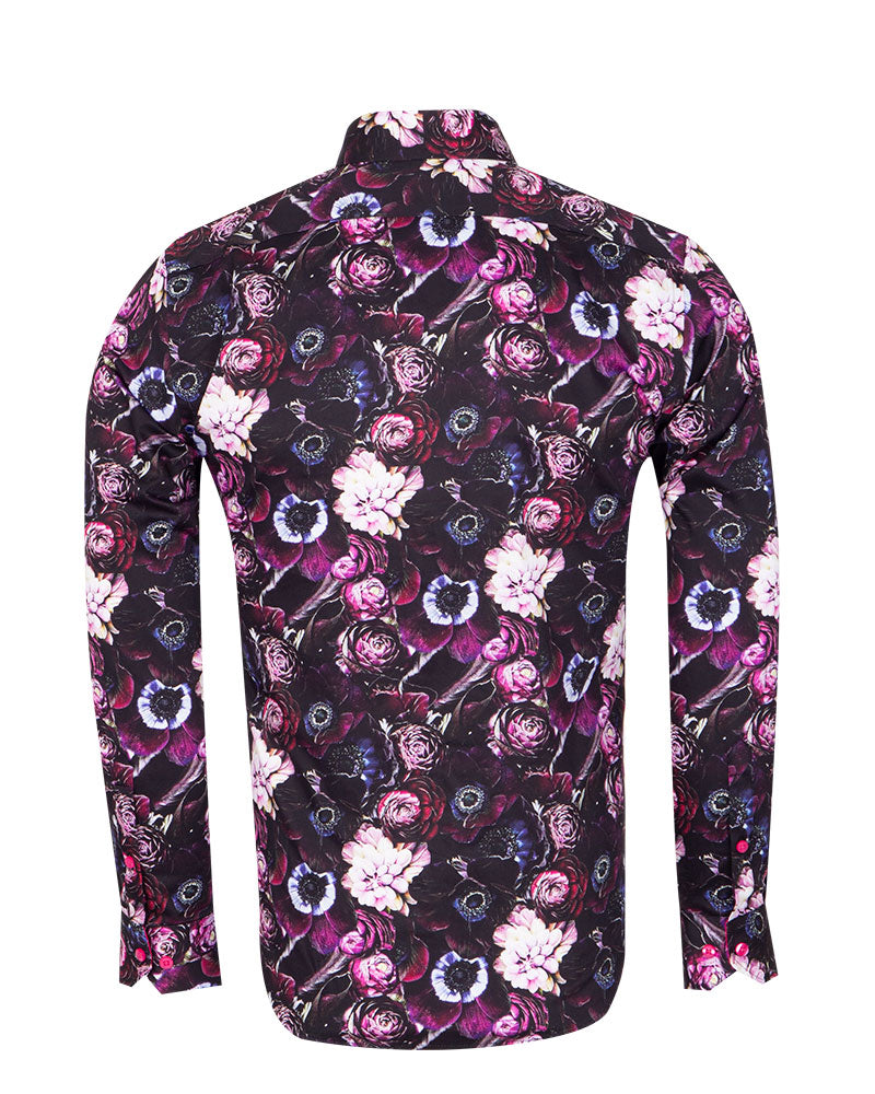Purple Flower Print with Matching Handkerchief-Makrom