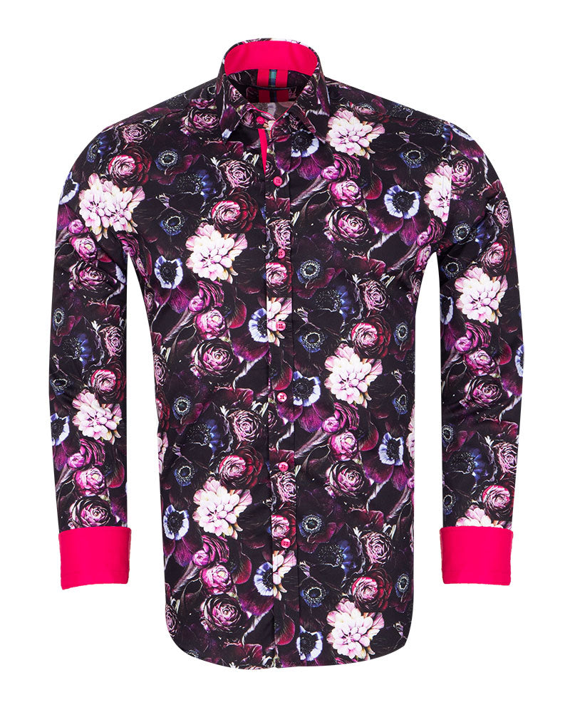 Purple Flower Print with Matching Handkerchief-Makrom