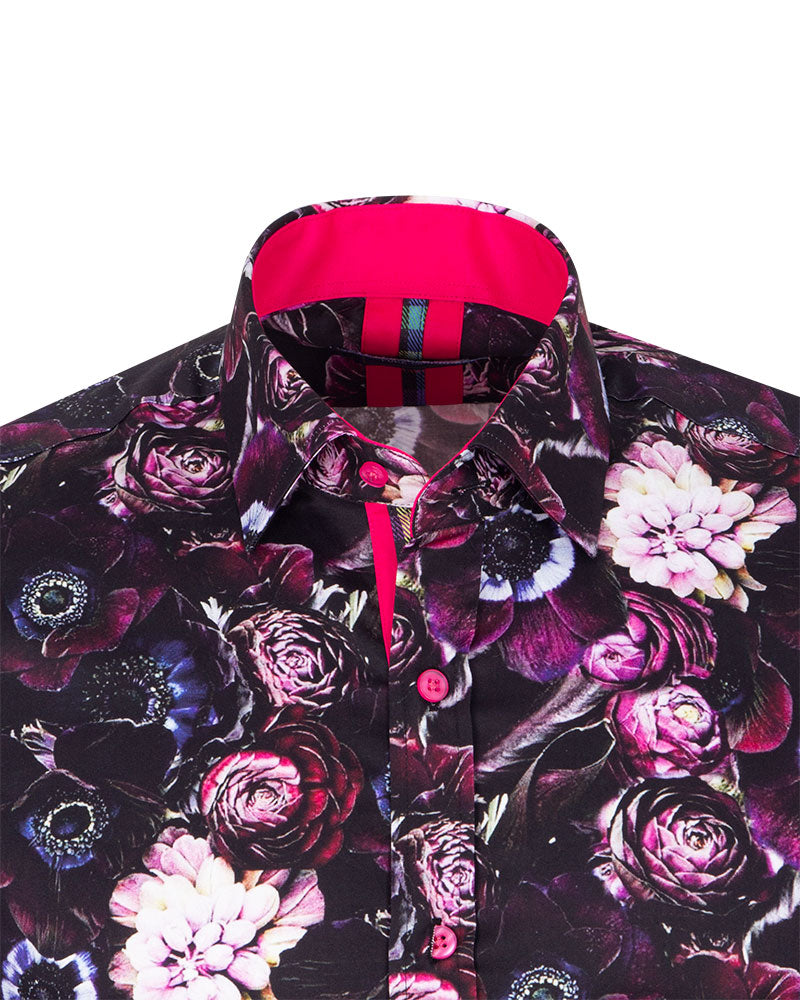 Purple Flower Print with Matching Handkerchief-Makrom