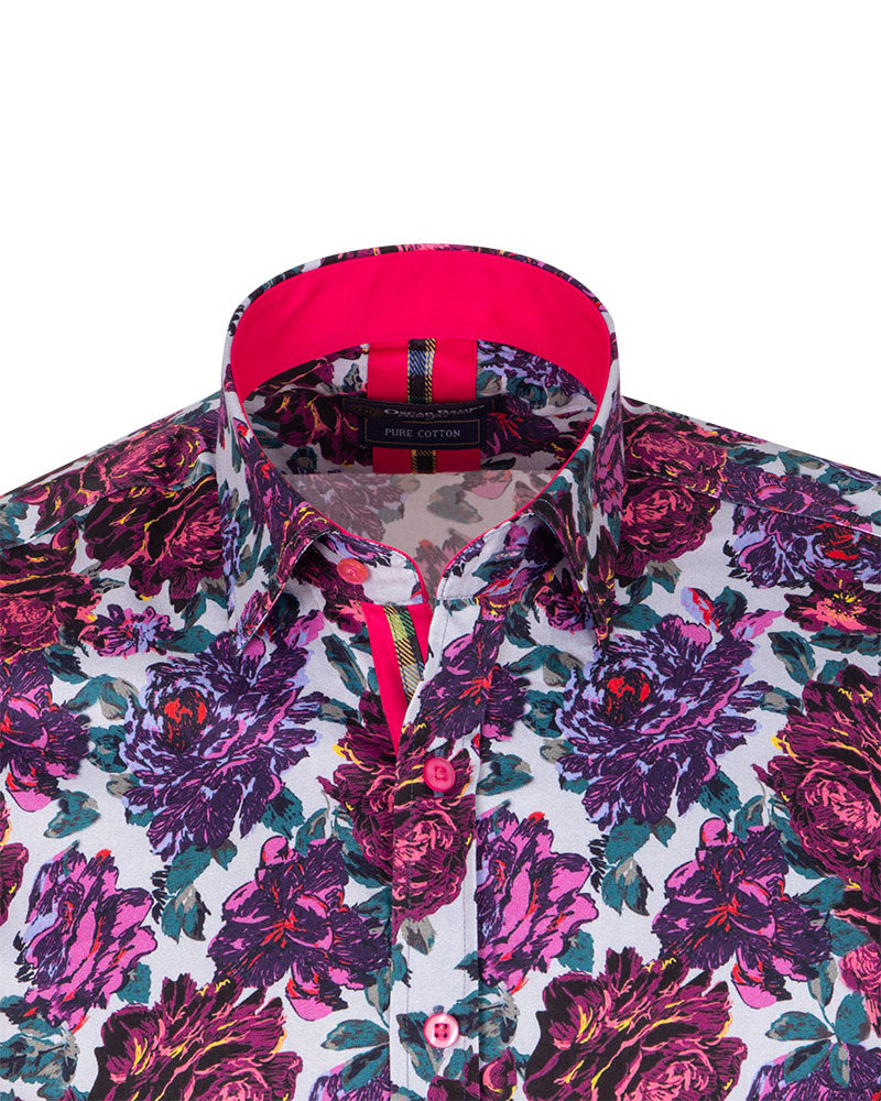 Purple Rose Print with Matching Handkerchief-Makrom