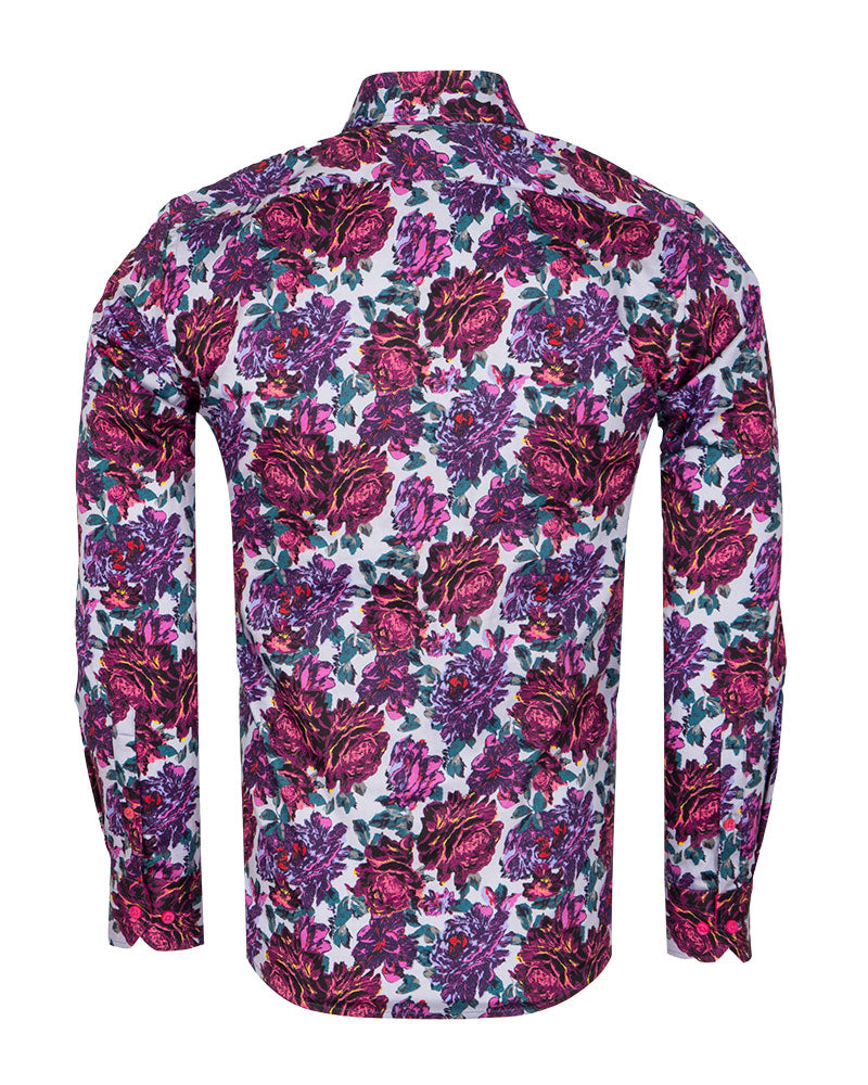 Purple Rose Print with Matching Handkerchief-Makrom