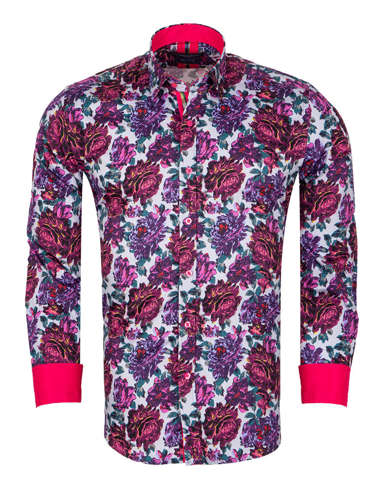Purple Rose Print with Matching Handkerchief-Makrom