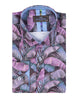 Purple Tropical Leaf Print Shirt-Makrom
