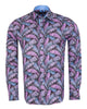 Purple Tropical Leaf Print Shirt-Makrom