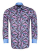 Purple Tropical Leaf Print Shirt-Makrom