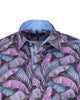 Purple Tropical Leaf Print Shirt-Makrom