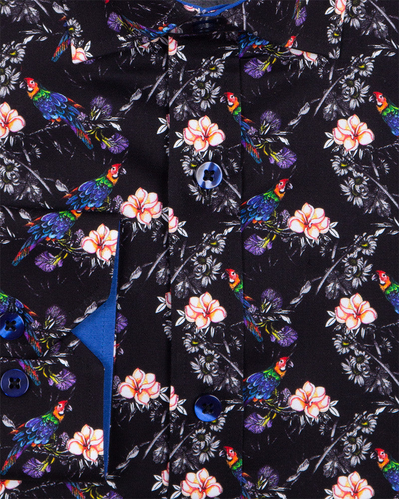 Rain Forest Scarlet Pure Cotton Print Shirt-Makrom