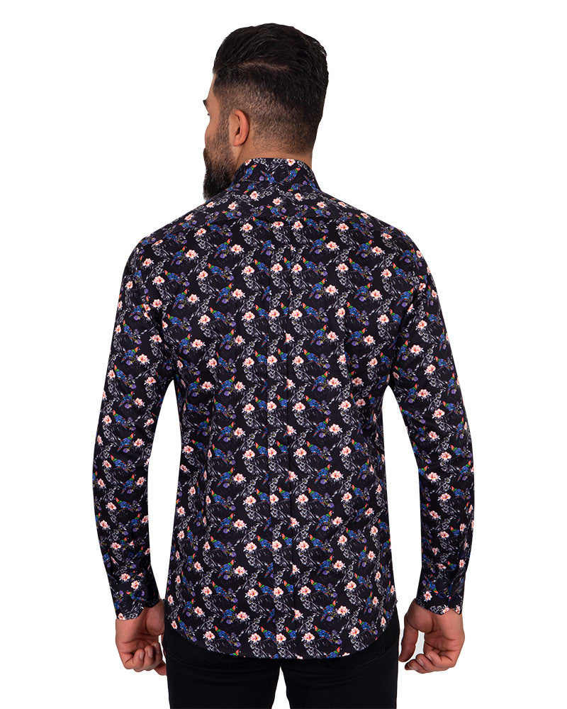 Rain Forest Scarlet Pure Cotton Print Shirt-Makrom