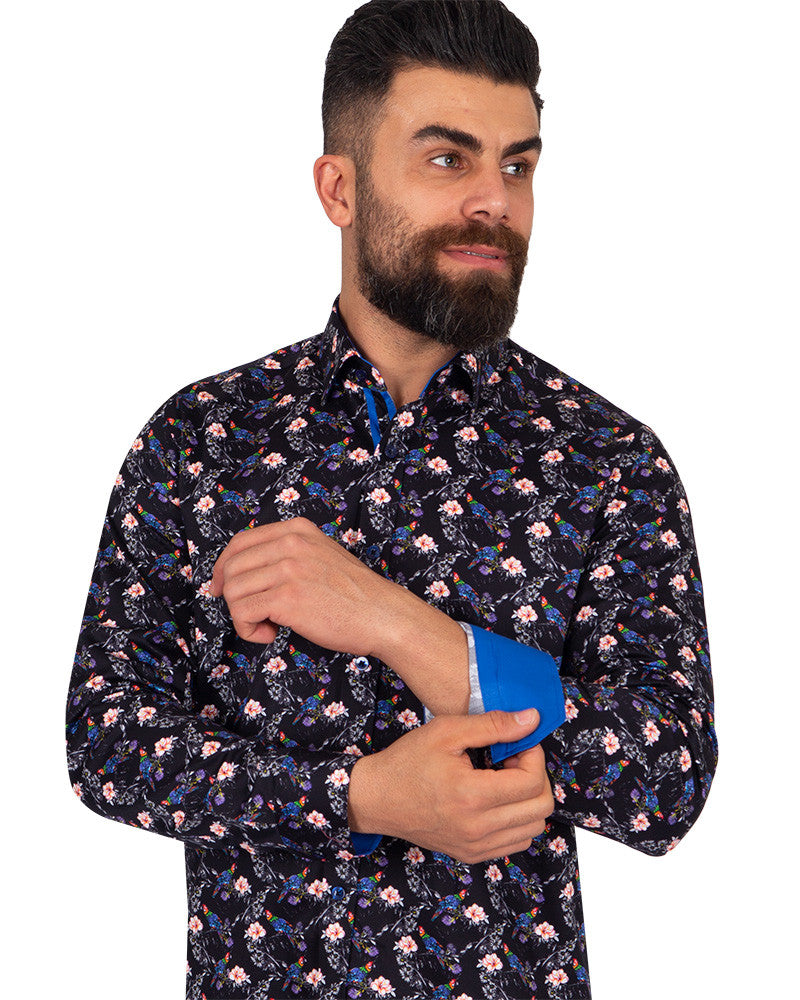 Rain Forest Scarlet Pure Cotton Print Shirt-Makrom