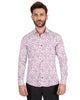 Red Floral Dotted Design Print Shirt-Makrom