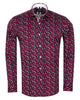 Red Floral Print Men's Shirt with Matching Handkerchief-Makrom