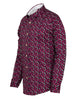 Red Floral Print Men's Shirt with Matching Handkerchief-Makrom